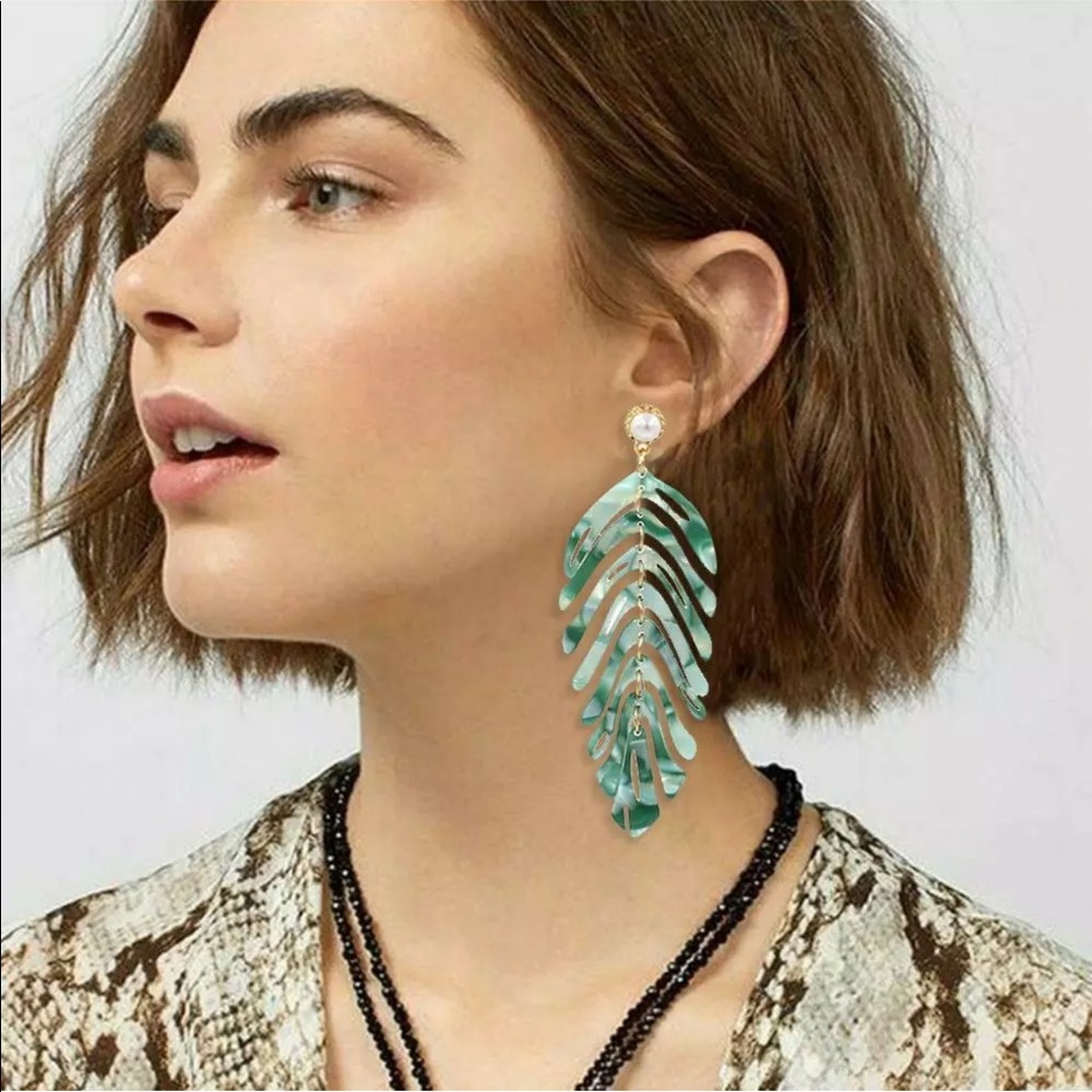 Emmy Banana Leaf Statement Earrings